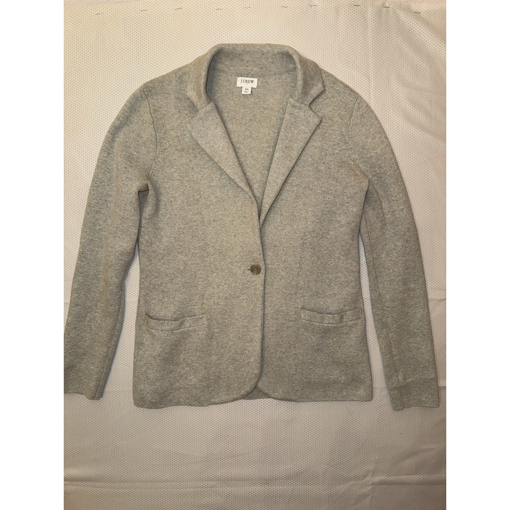 J. Crew Knit Schoolboy Sweater Blazer One-Button Cotton Stretch Gray Size‎ XS